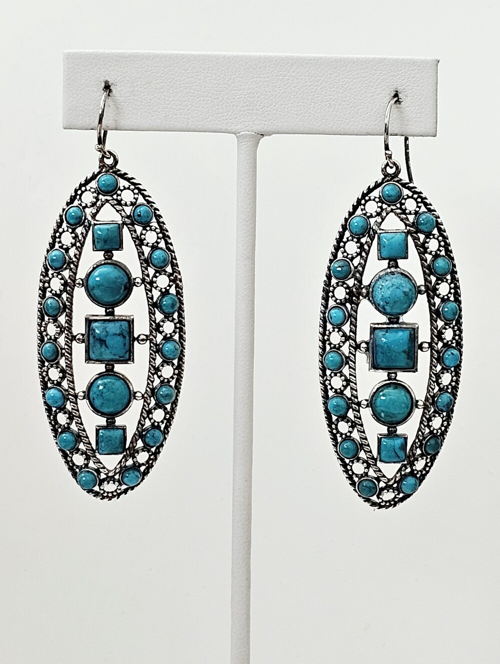 Silpada RARE Oval Sterling Silver Turquoise French Wire DESIGNER SAMPLE Earrings